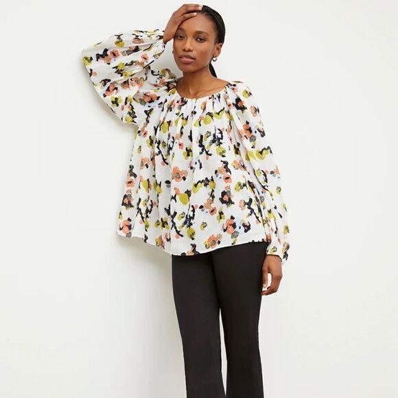 MM Lafleur The Camilla Top - Meadow Print Linen - Picture 1 of 9